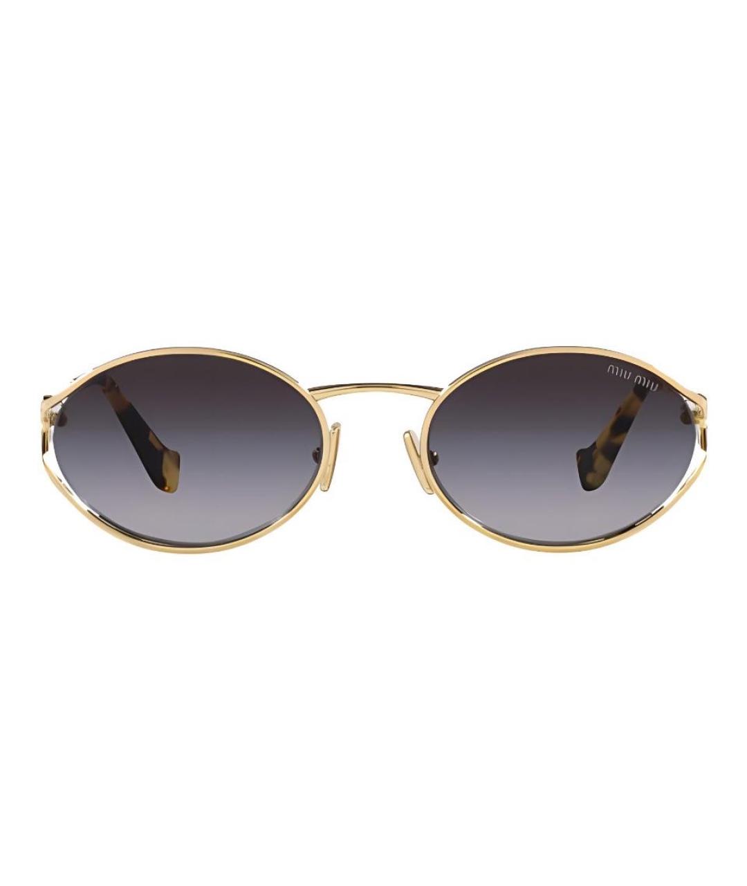 MIU MIU Золотые металлические солнцезащитные очки, фото 3