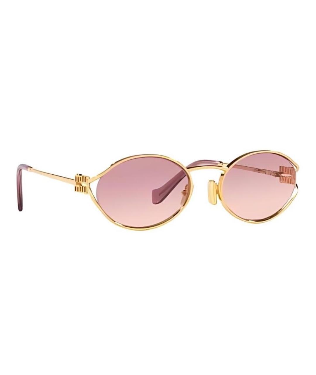 MIU MIU Золотые металлические солнцезащитные очки, фото 4