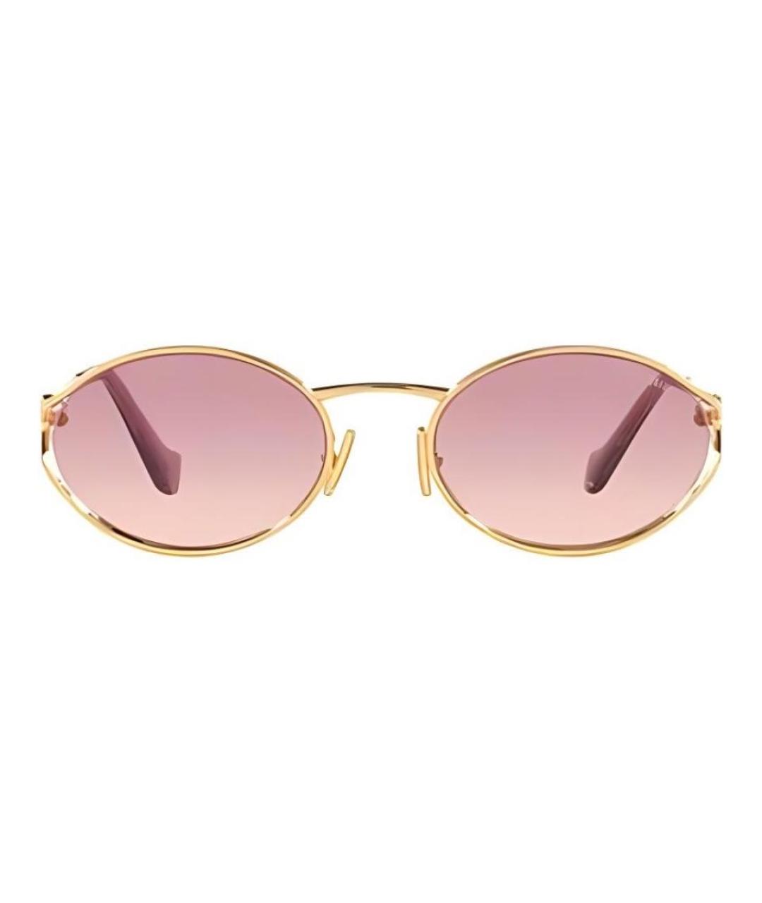 MIU MIU Золотые металлические солнцезащитные очки, фото 2