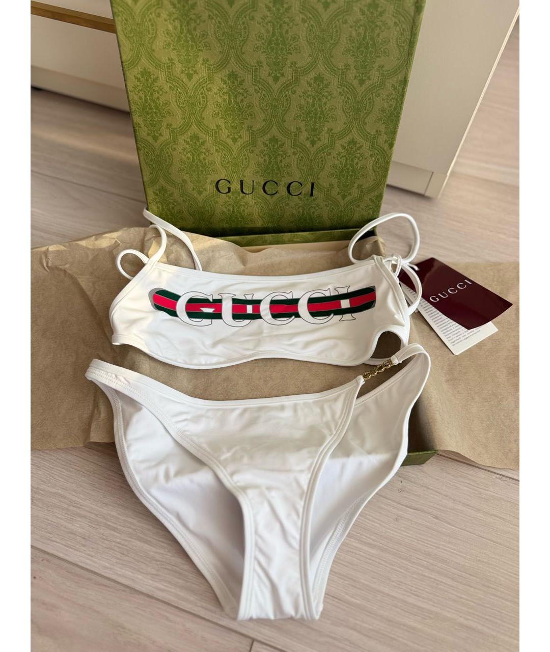 GUCCI Белый полиамидовый купальник, фото 4
