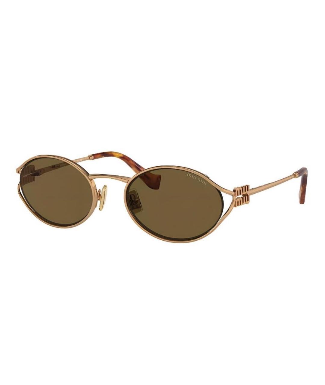 MIU MIU Золотые металлические солнцезащитные очки, фото 4