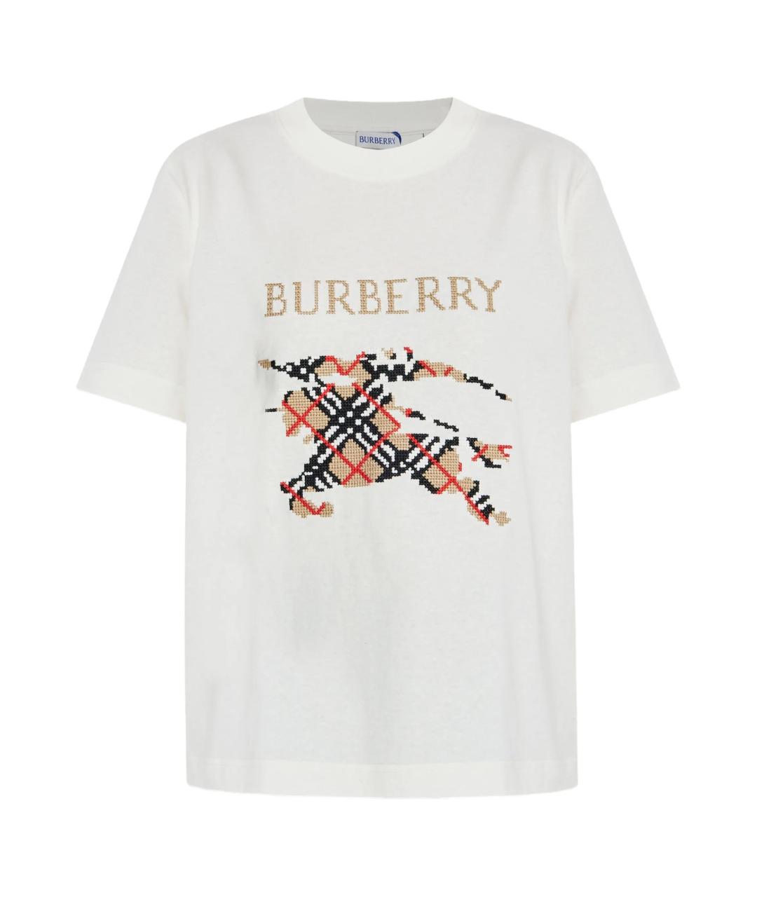BURBERRY Белая хлопковая футболка, фото 1
