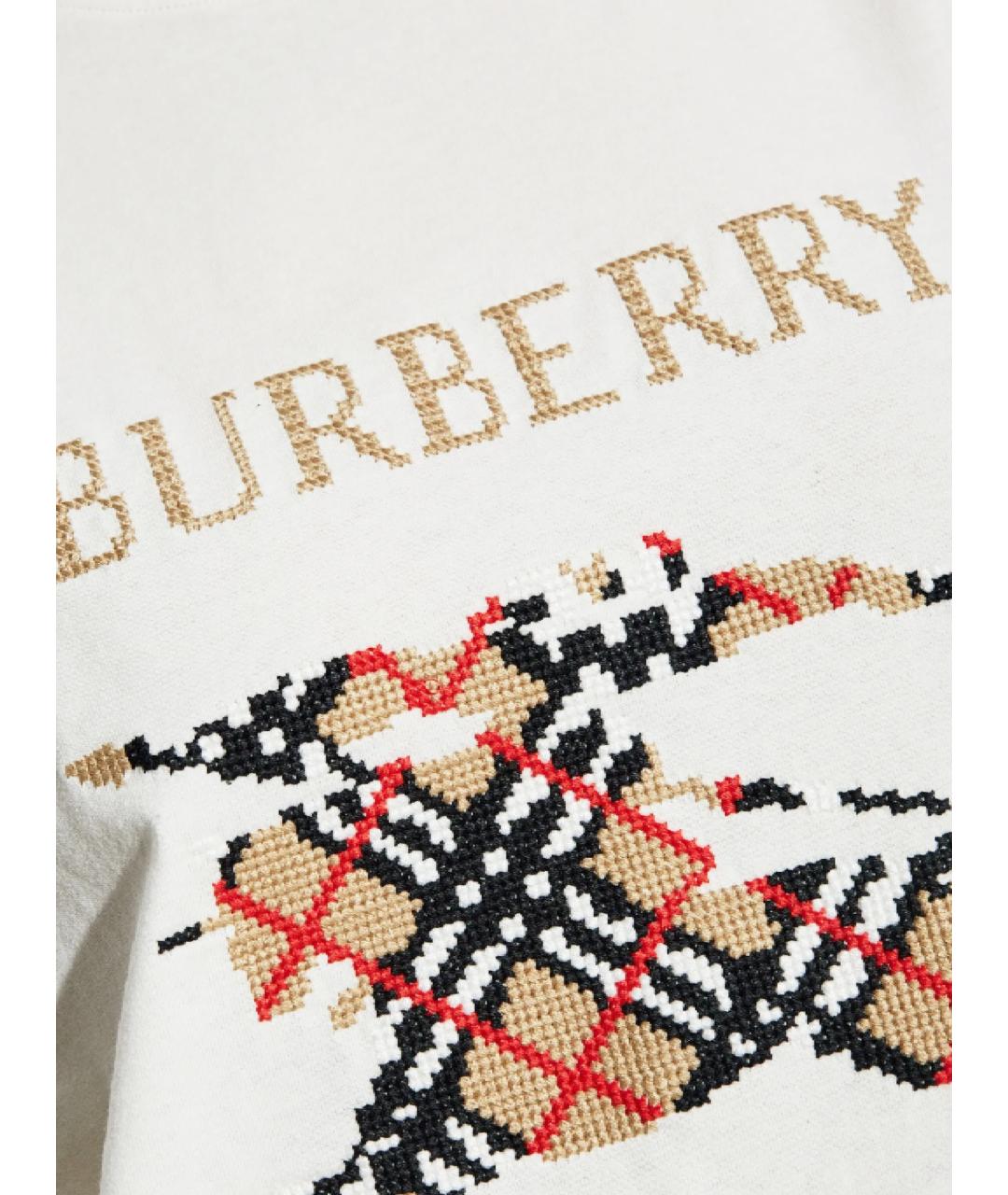 BURBERRY Белая хлопковая футболка, фото 2