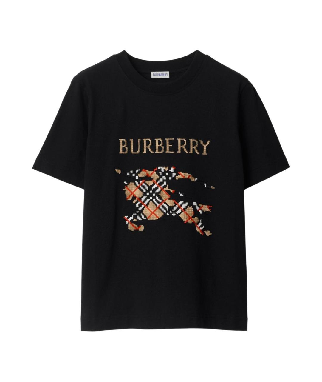 BURBERRY Черная хлопковая футболка, фото 1