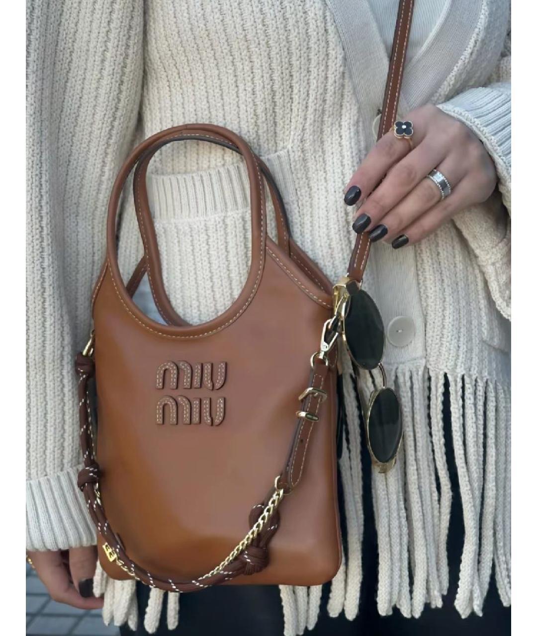 MIU MIU Коричневая кожаная сумка тоут, фото 6