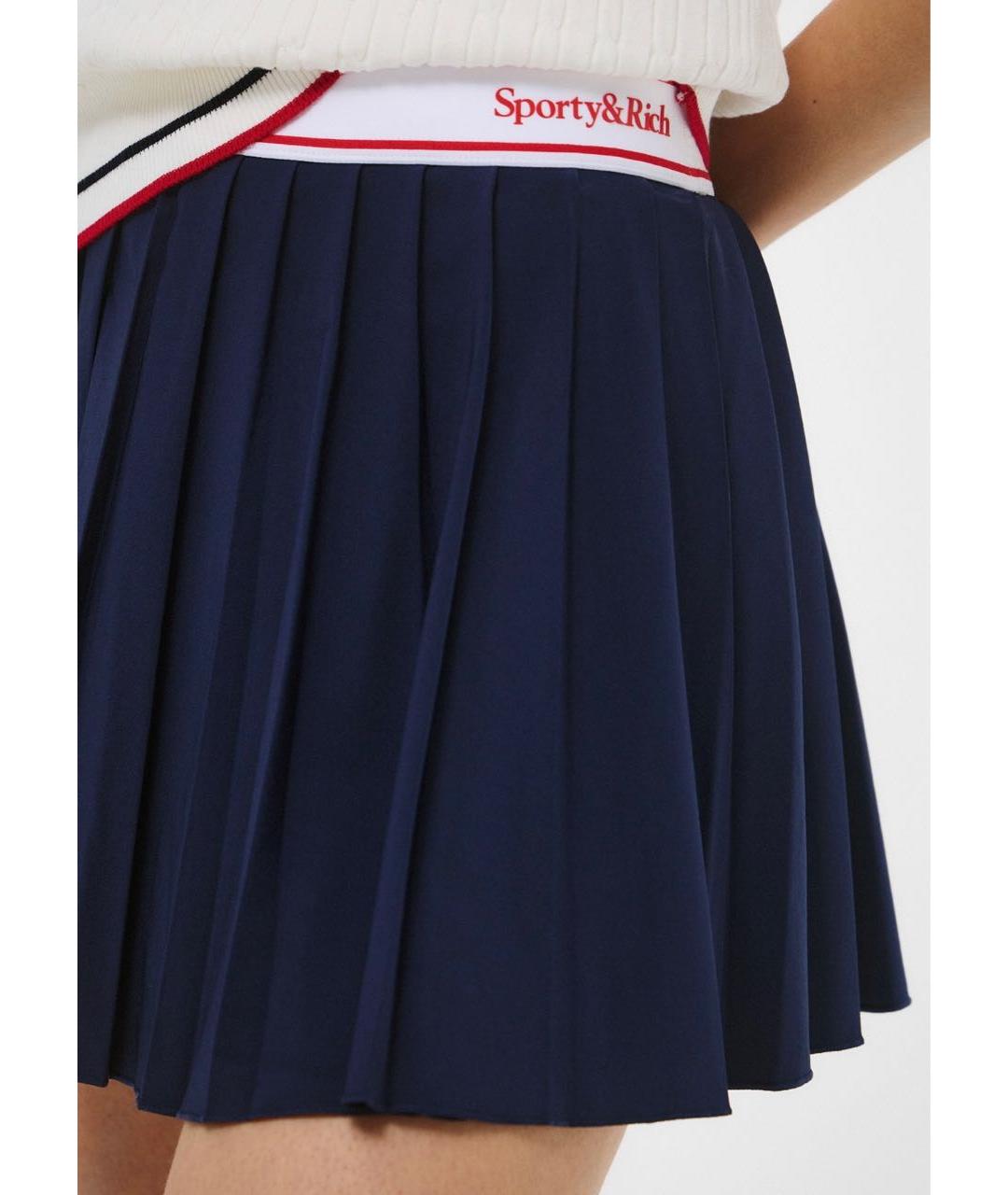 SPORTY AND RICH Темно-синяя полиэстеровая юбка-шорты, фото 7