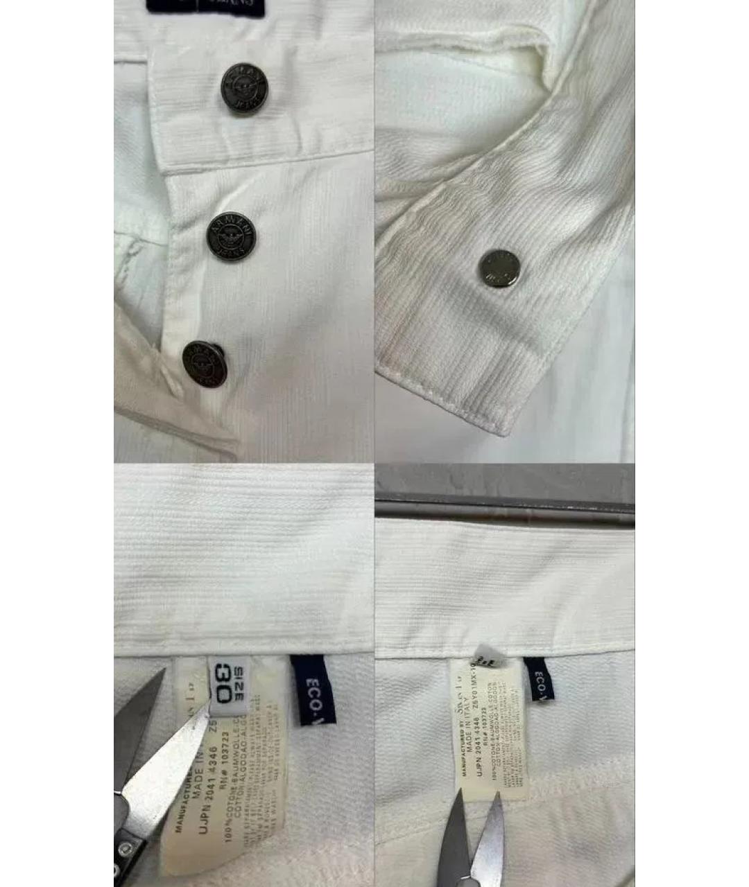 ARMANI JEANS Белые хлопковые джинсы клеш, фото 6