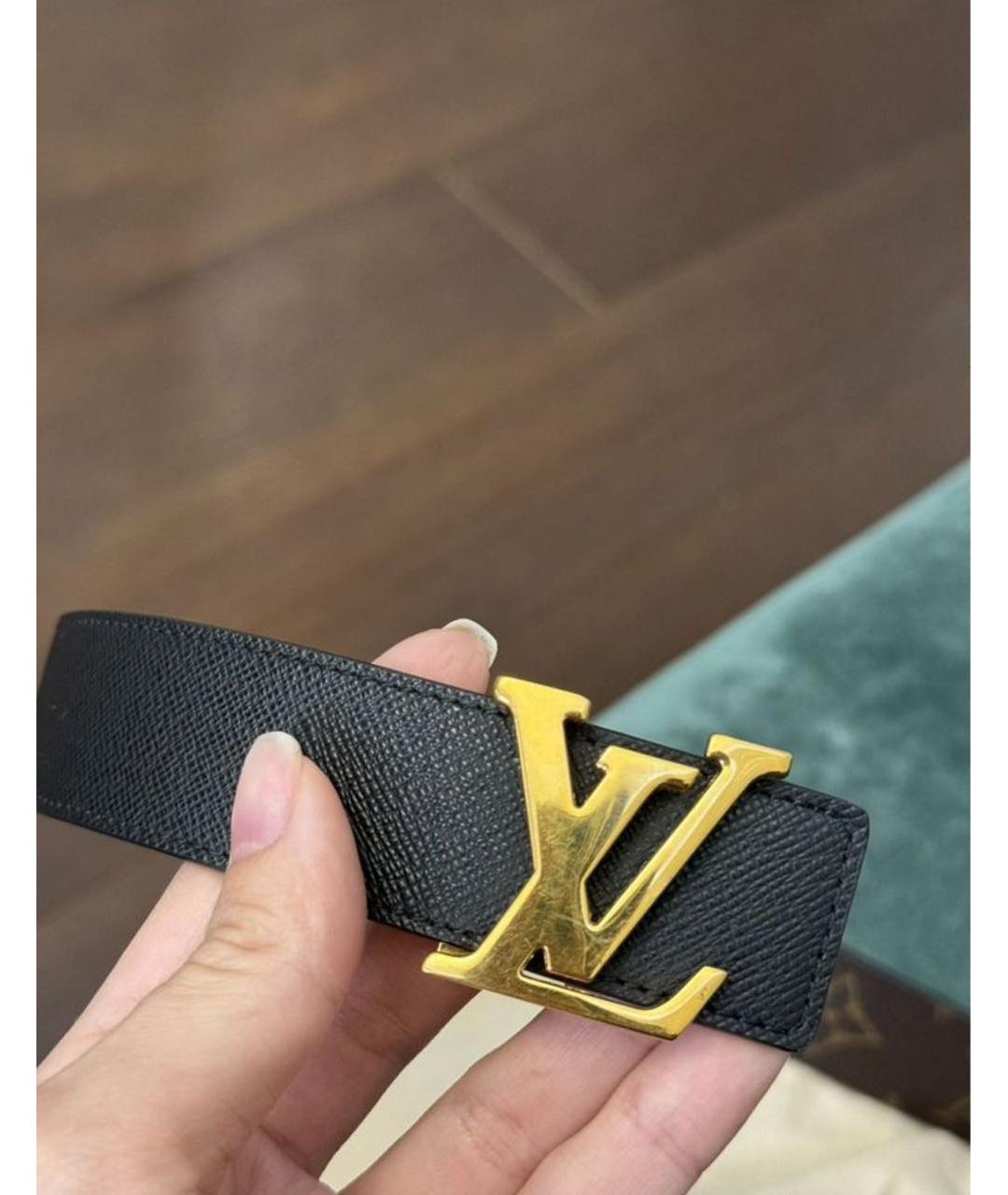 LOUIS VUITTON Черный кожаный ремень, фото 2
