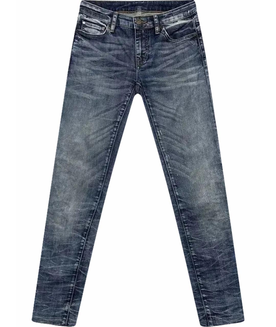 RALPH LAUREN Синие хлопко-эластановые джинсы слим, фото 1