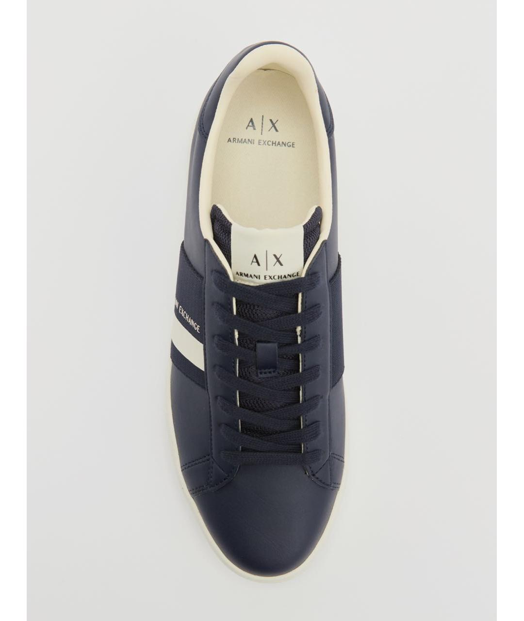 ARMANI EXCHANGE Темно-синие низкие кроссовки / кеды из искусственной кожи, фото 4
