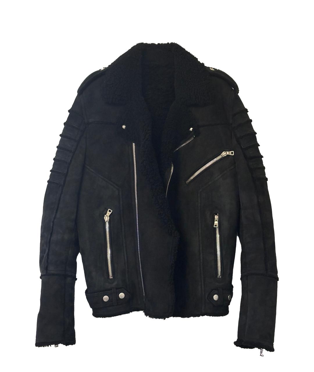 BALMAIN Черная кожаная дубленка/шуба, фото 3