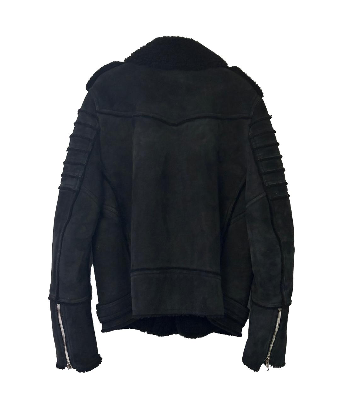 BALMAIN Черная кожаная дубленка/шуба, фото 2