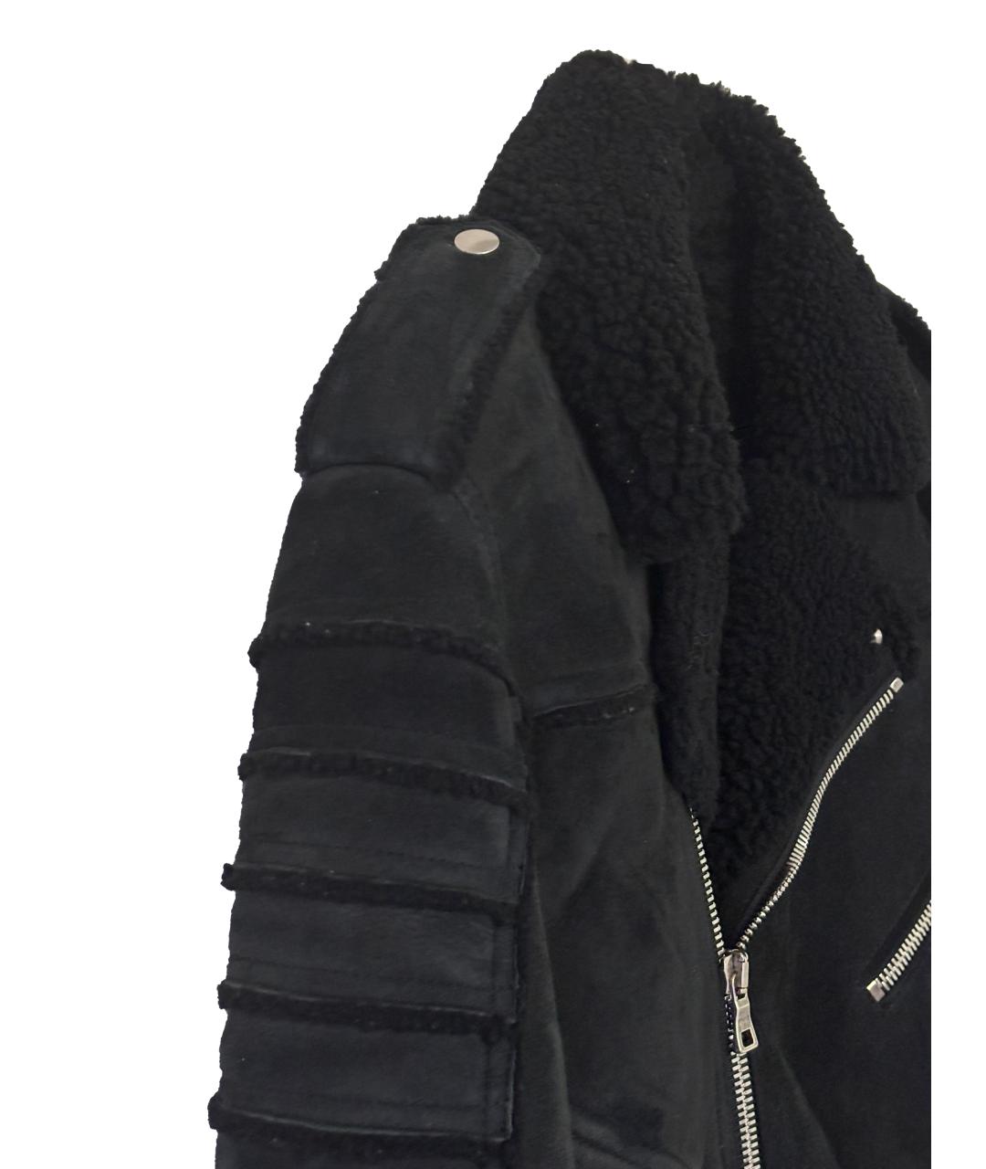 BALMAIN Черная кожаная дубленка/шуба, фото 4