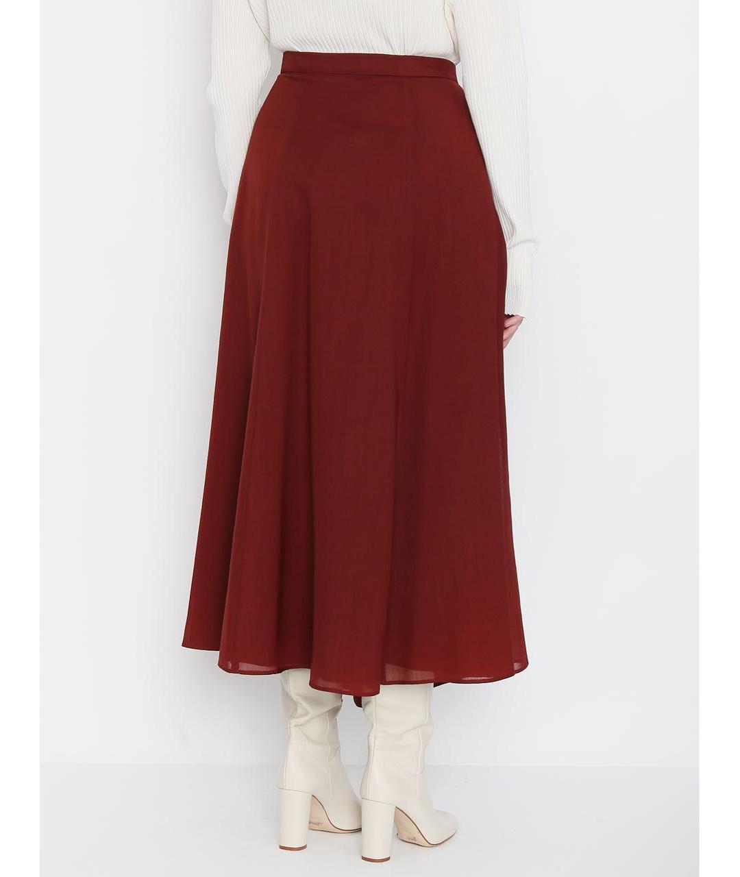 MAX MARA Бордовая полиэстеровая юбка макси, фото 2