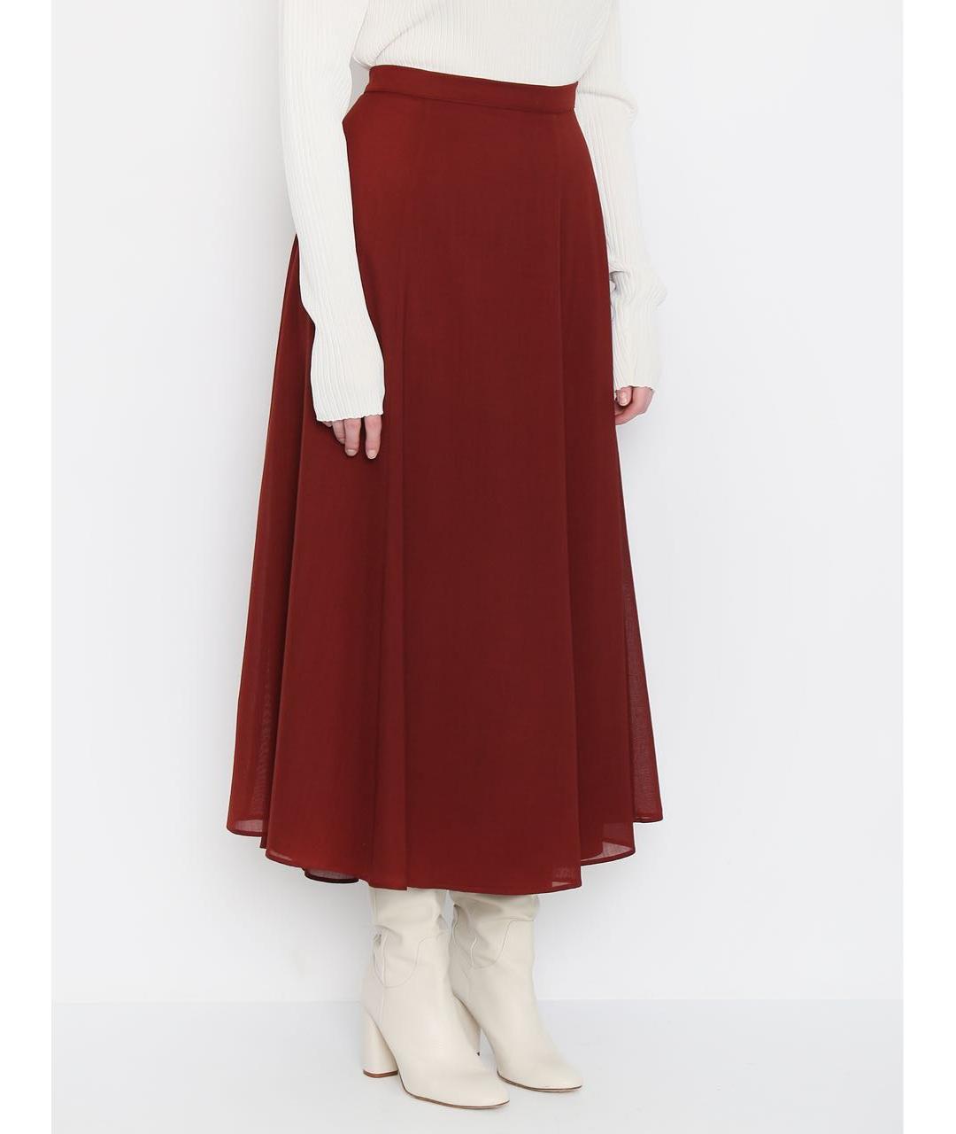 MAX MARA Бордовая полиэстеровая юбка макси, фото 5