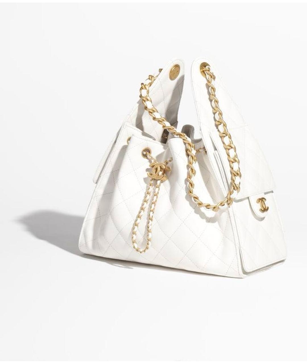 CHANEL Белая кожаная сумка тоут, фото 4