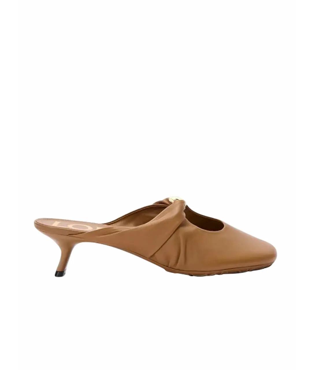 LOEWE Бежевые кожаные мюли, фото 1
