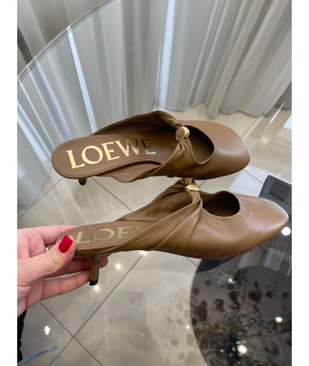 LOEWE Бежевые кожаные мюли, фото 2
