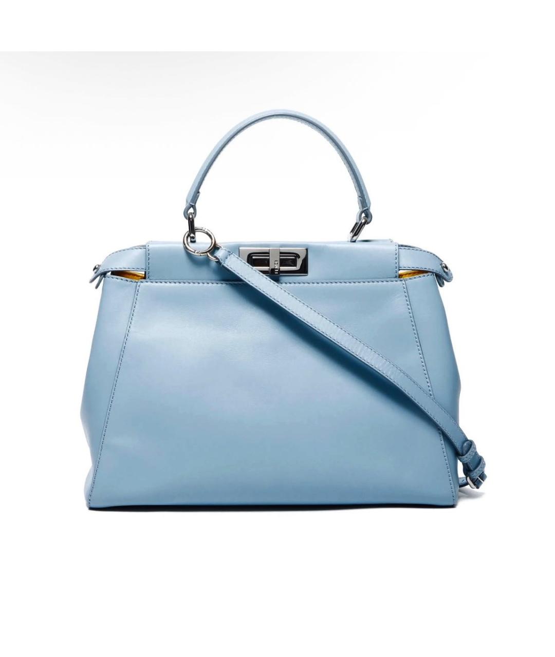 FENDI Голубая кожаная сумка тоут, фото 9