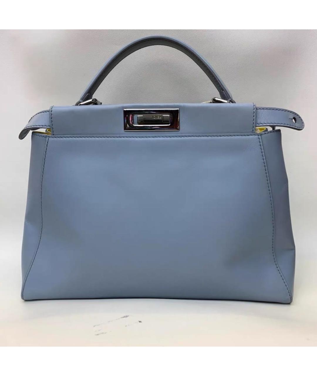 FENDI Голубая кожаная сумка тоут, фото 2