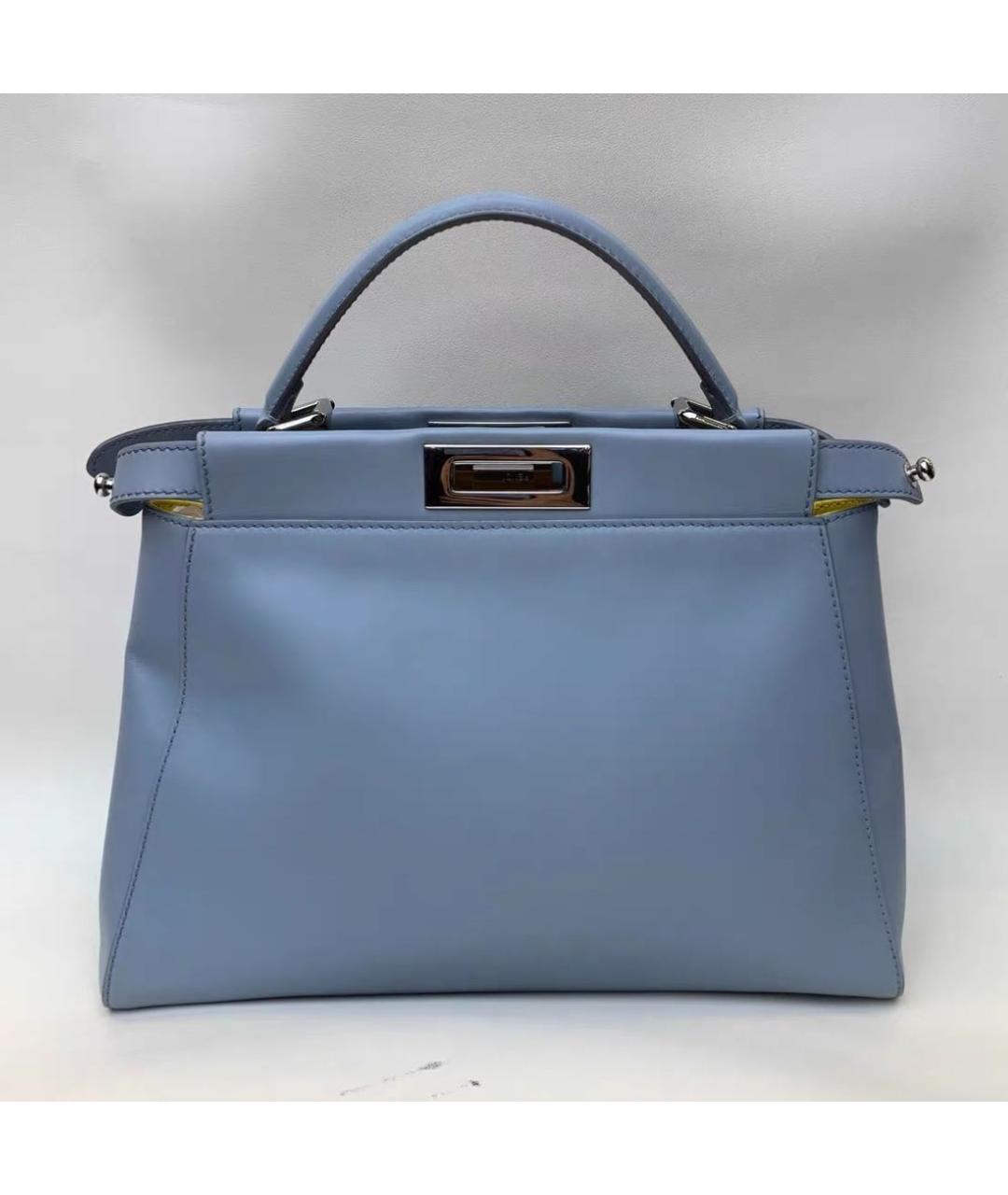 FENDI Голубая кожаная сумка тоут, фото 3