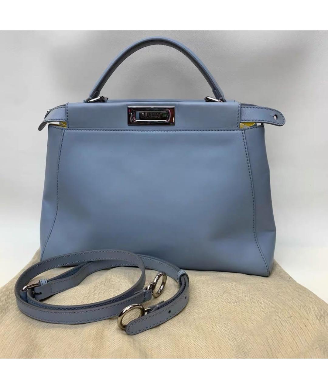 FENDI Голубая кожаная сумка тоут, фото 4