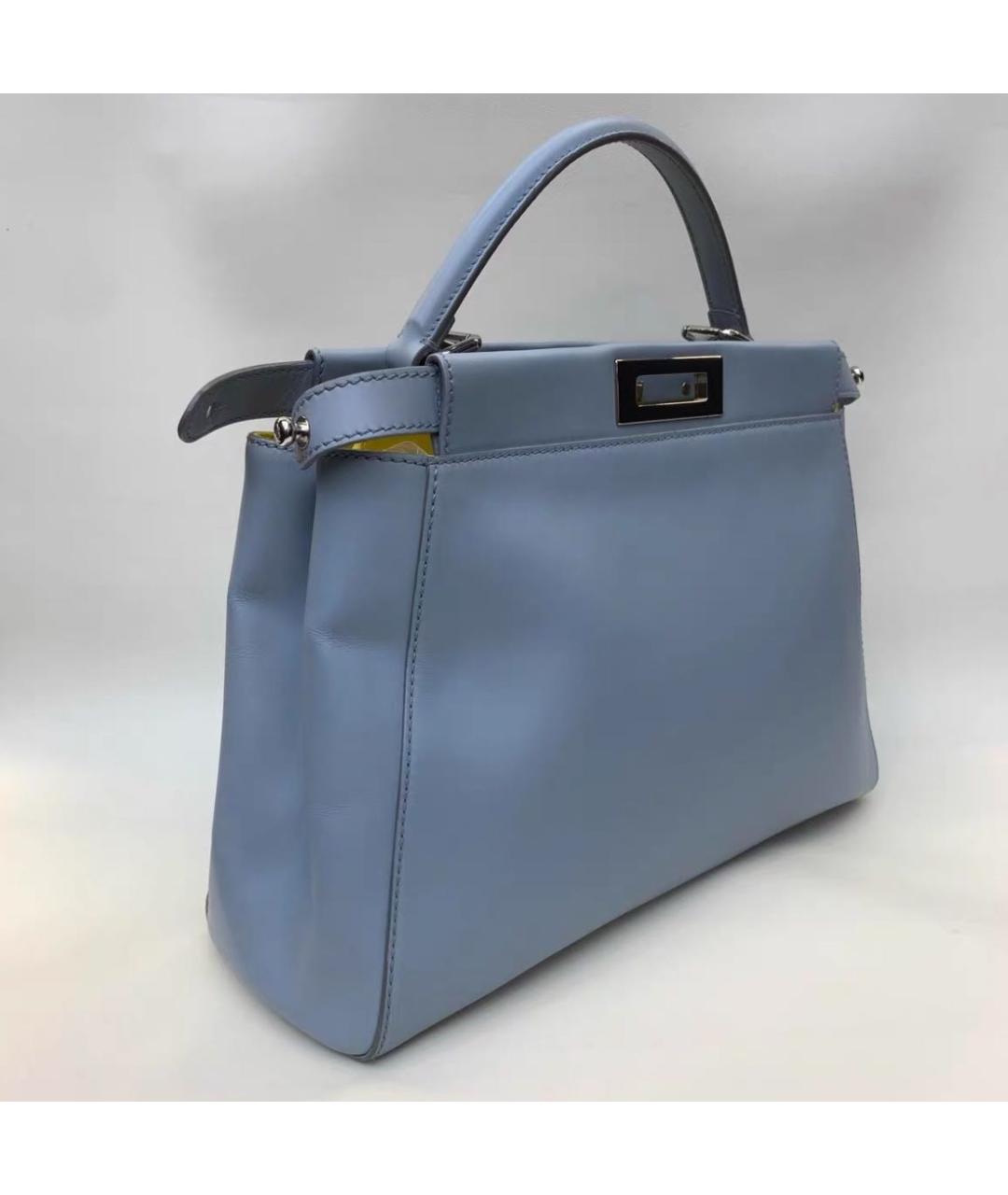 FENDI Голубая кожаная сумка тоут, фото 6