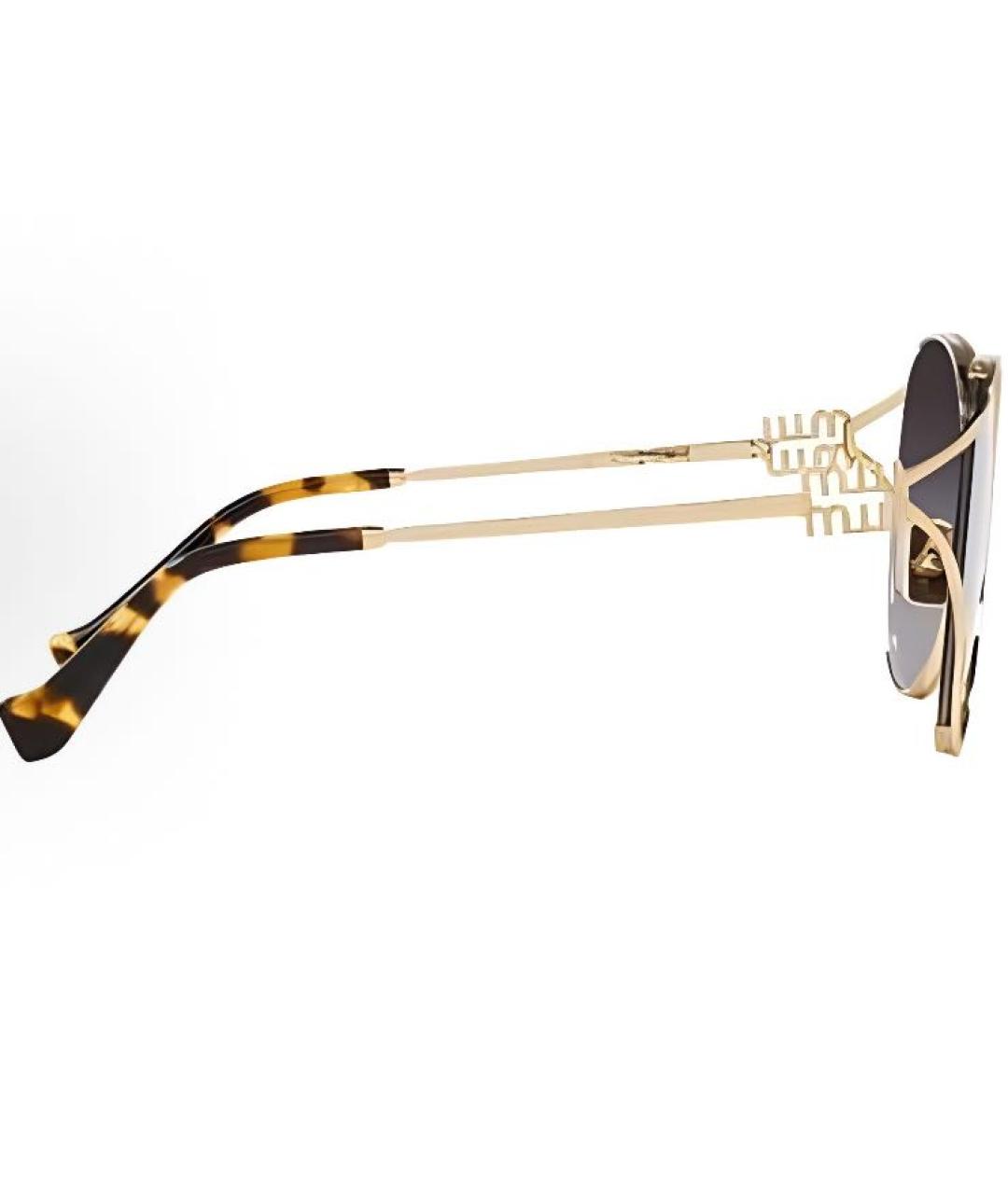 MIU MIU Золотые металлические солнцезащитные очки, фото 3