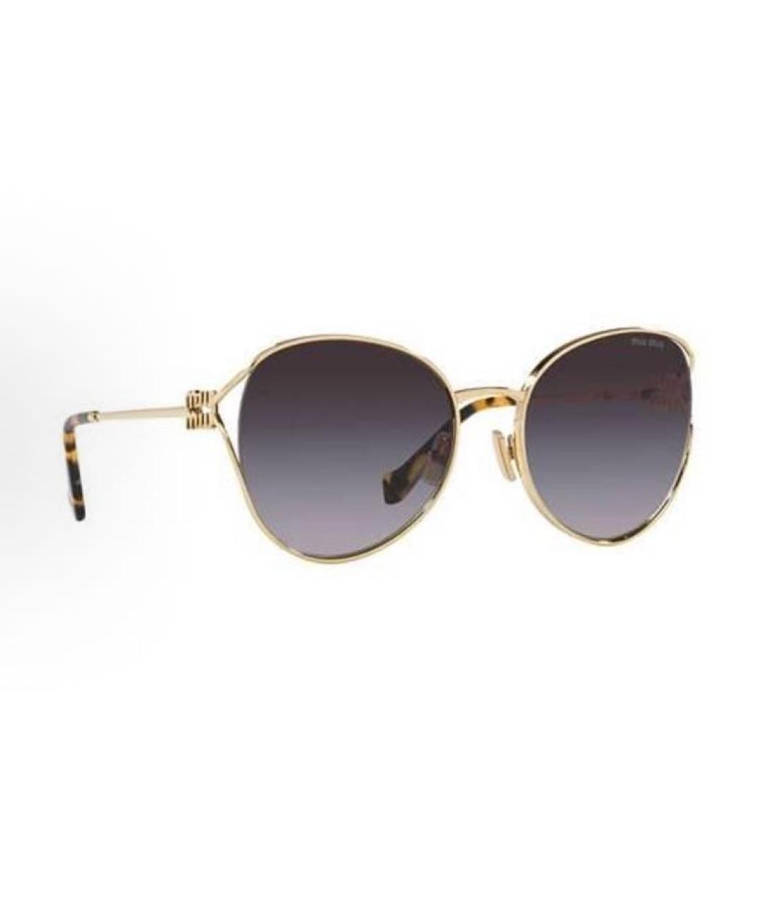 MIU MIU Золотые металлические солнцезащитные очки, фото 4