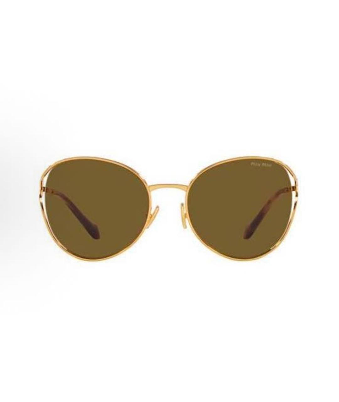 MIU MIU Золотые металлические солнцезащитные очки, фото 2