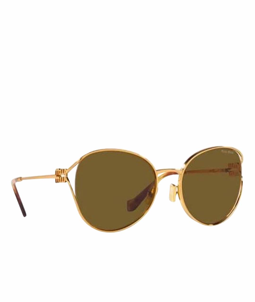 MIU MIU Золотые металлические солнцезащитные очки, фото 1