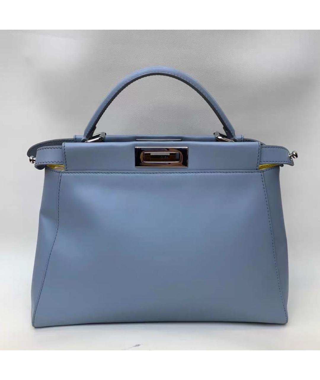 FENDI Голубая кожаная сумка тоут, фото 3