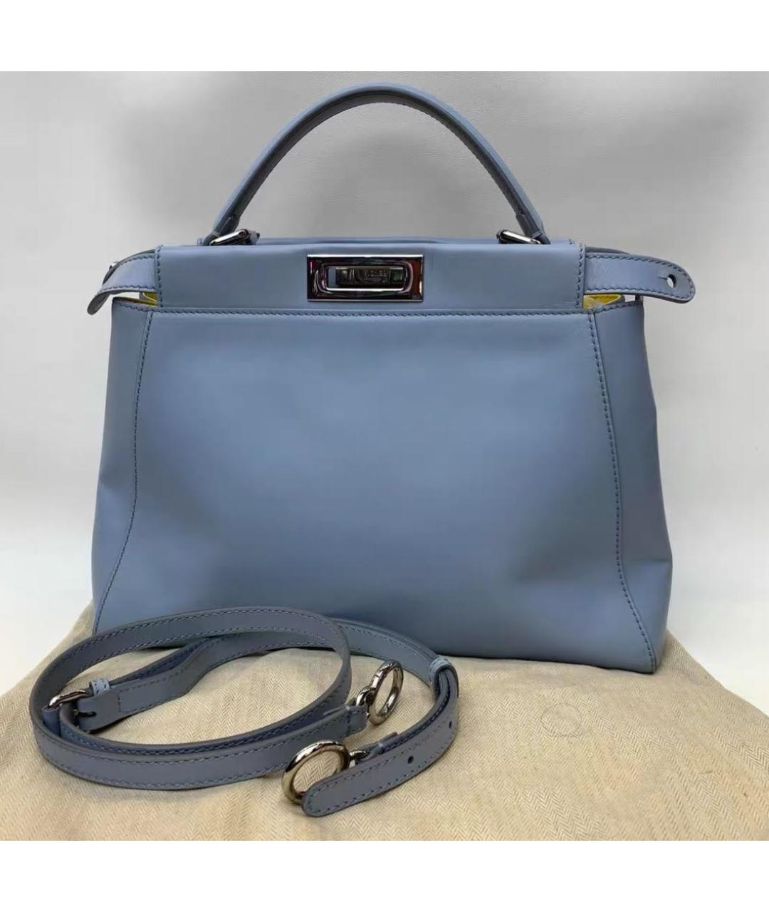 FENDI Голубая кожаная сумка тоут, фото 2