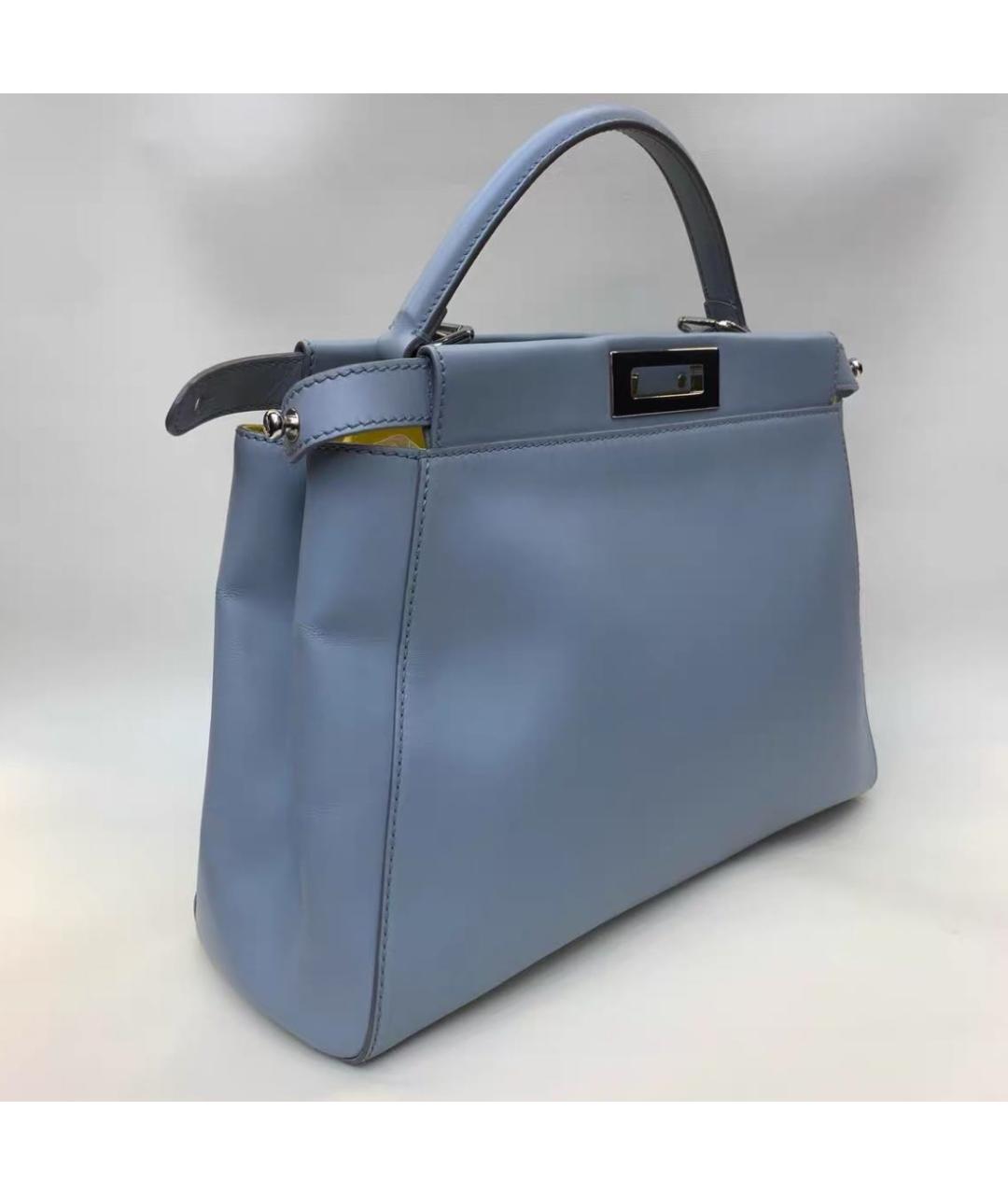 FENDI Голубая кожаная сумка тоут, фото 6