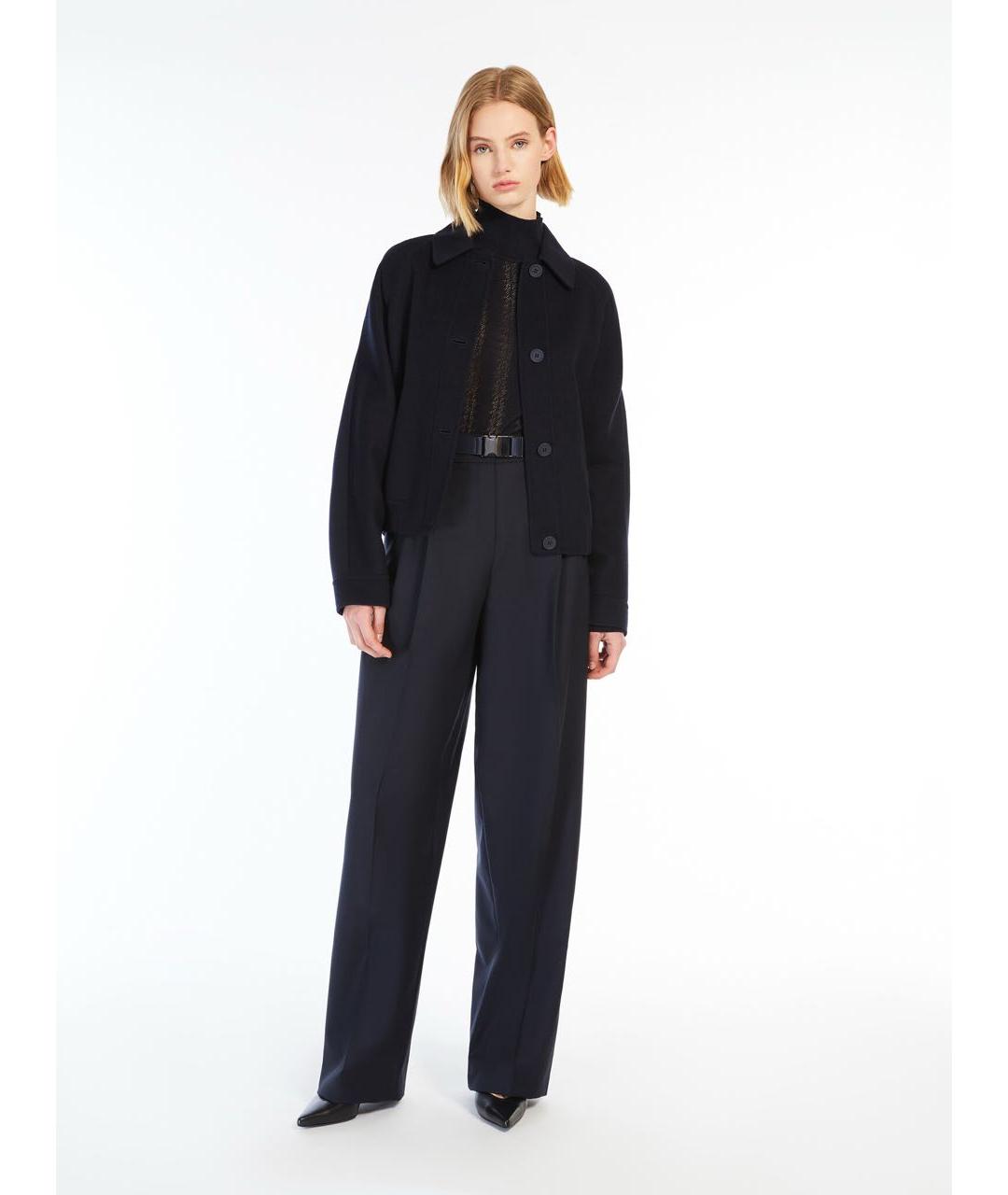 MAX MARA STUDIO Синие шерстяные брюки широкие, фото 5