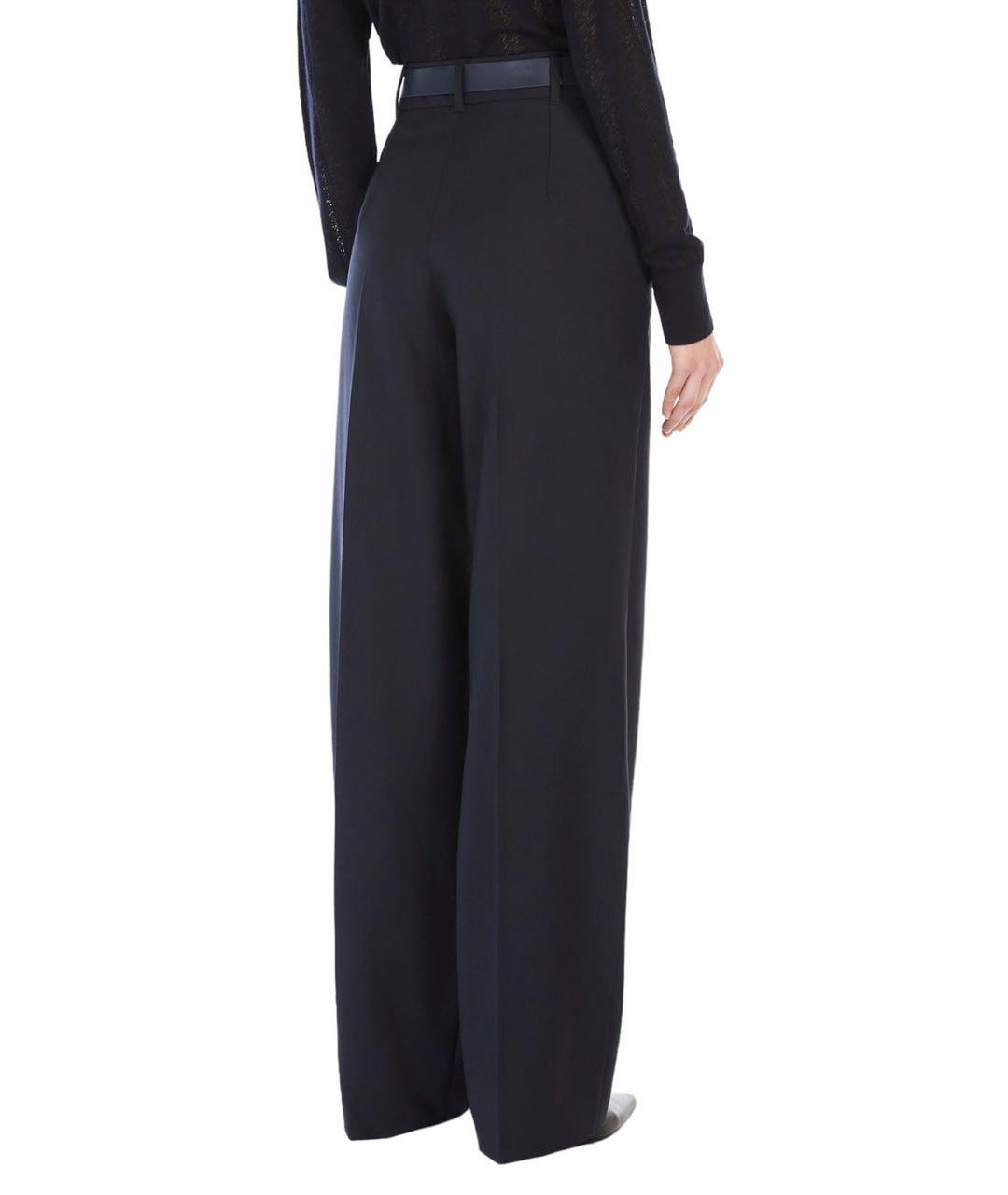 MAX MARA STUDIO Синие шерстяные брюки широкие, фото 2