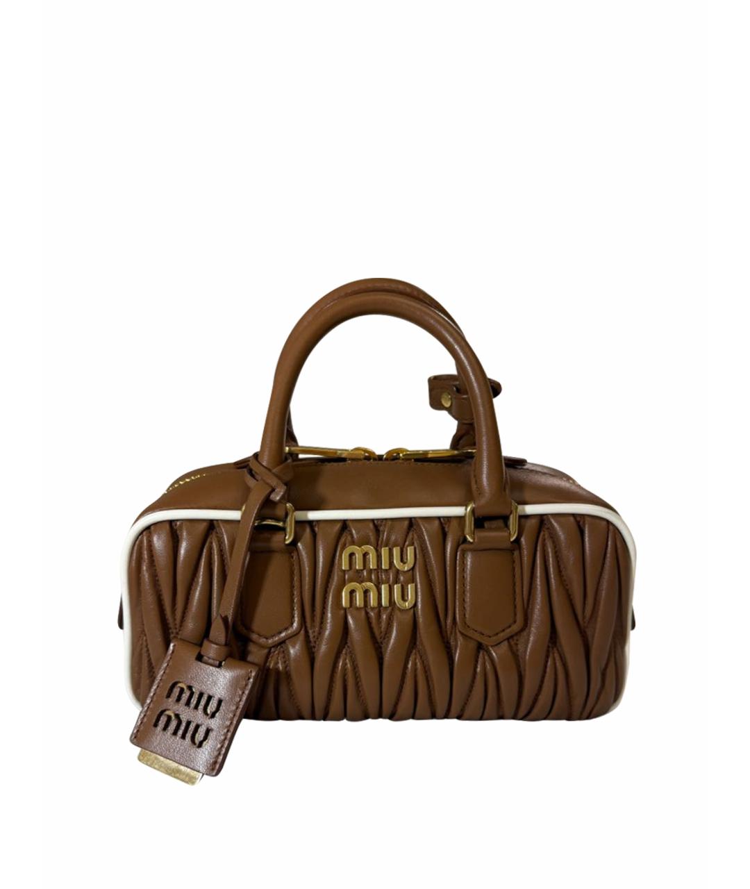 MIU MIU Коричневая кожаная сумка с короткими ручками, фото 1