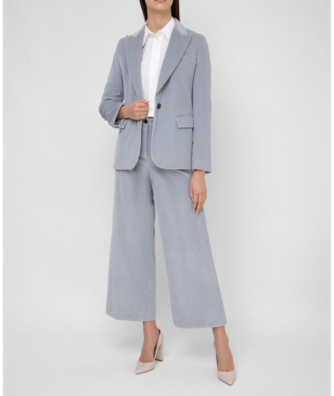 WEEKEND MAX MARA Голубой хлопковый костюм с брюками, фото 5