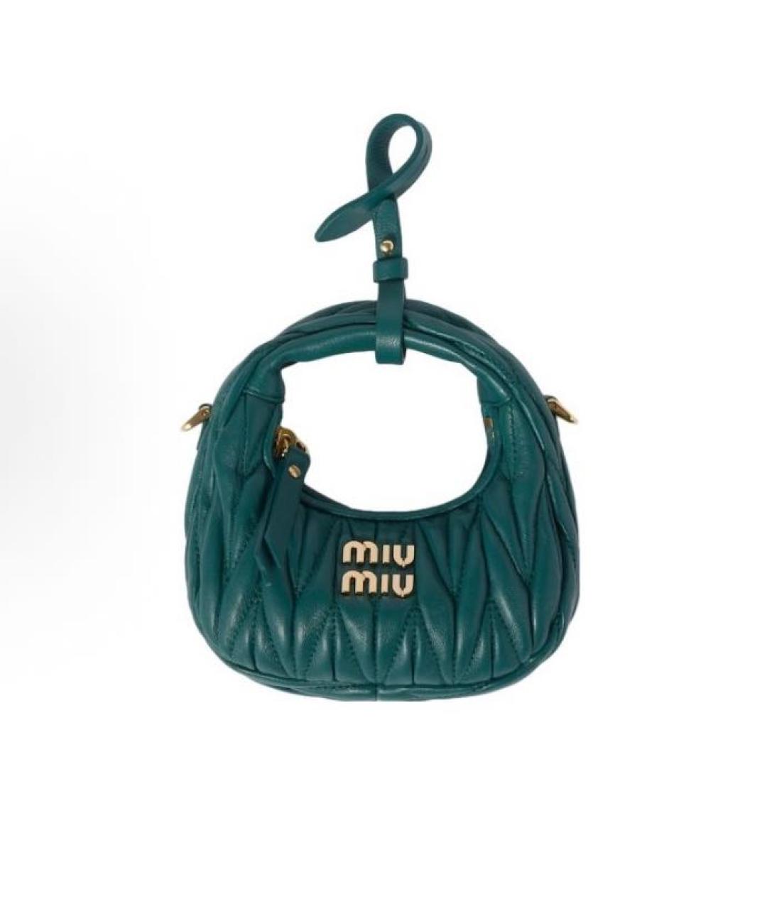 MIU MIU Зеленая кожаная сумка через плечо, фото 6