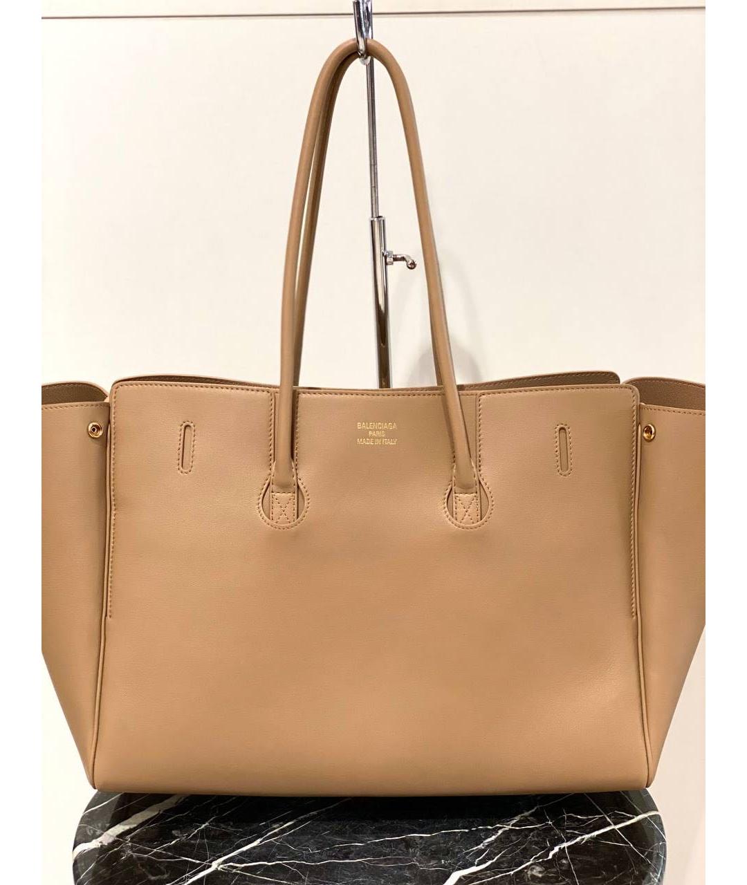 BALENCIAGA Бежевая кожаная сумка тоут, фото 5