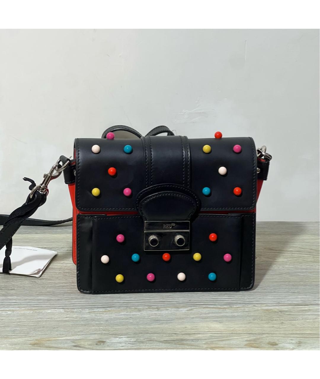 RED VALENTINO Черная кожаная сумка тоут, фото 7