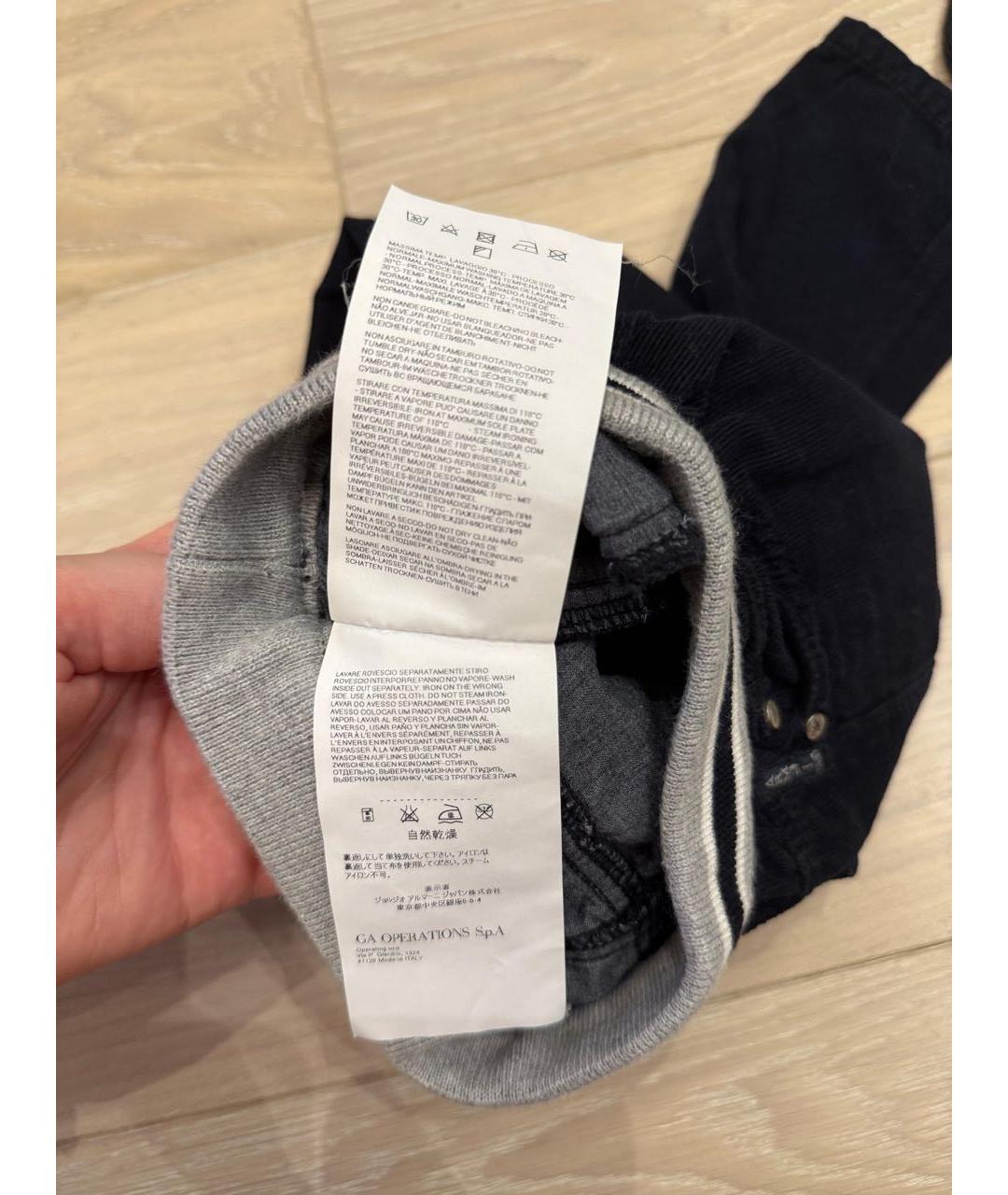 ARMANI JUNIOR Черные хлопковые брюки и шорты, фото 6