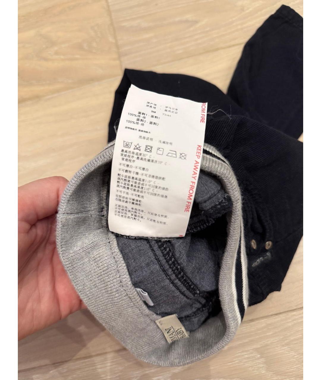 ARMANI JUNIOR Черные хлопковые брюки и шорты, фото 7