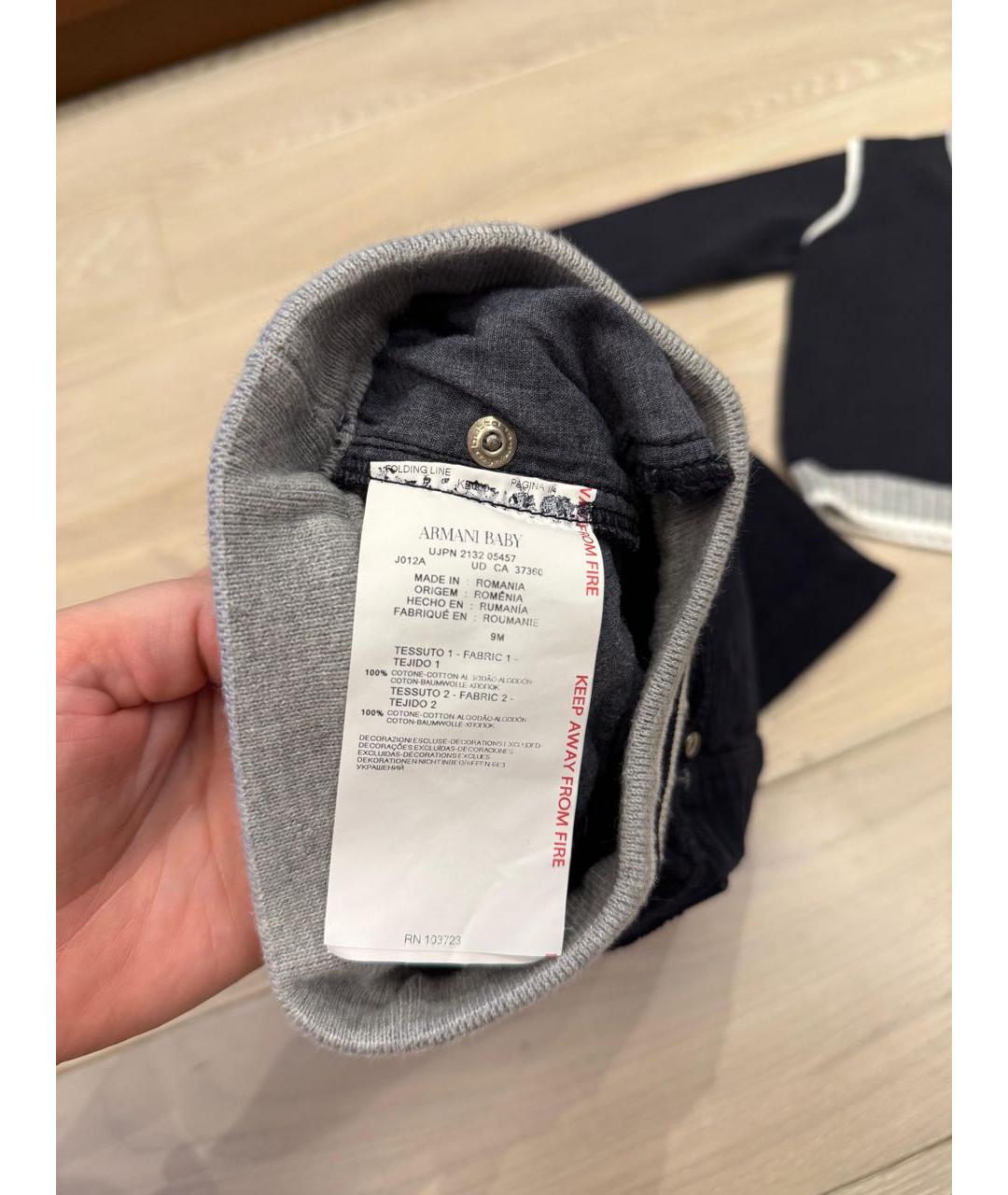 ARMANI JUNIOR Черные хлопковые брюки и шорты, фото 5