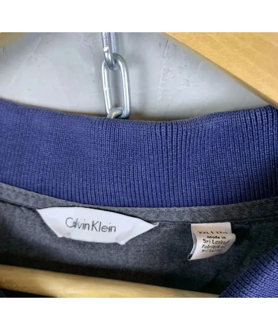 CALVIN KLEIN Темно-синее хлопковое поло с коротким рукавом, фото 4