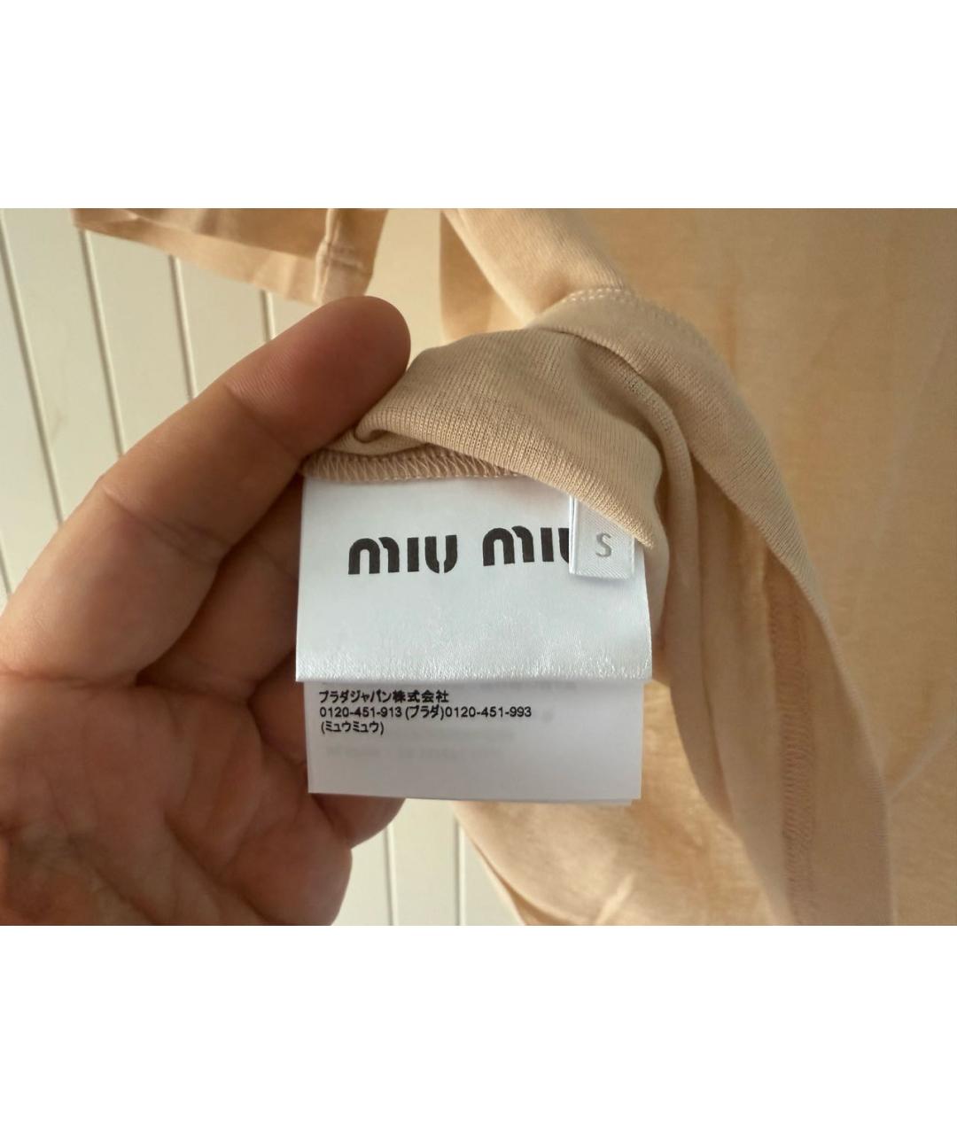 MIU MIU Бежевая футболка, фото 4