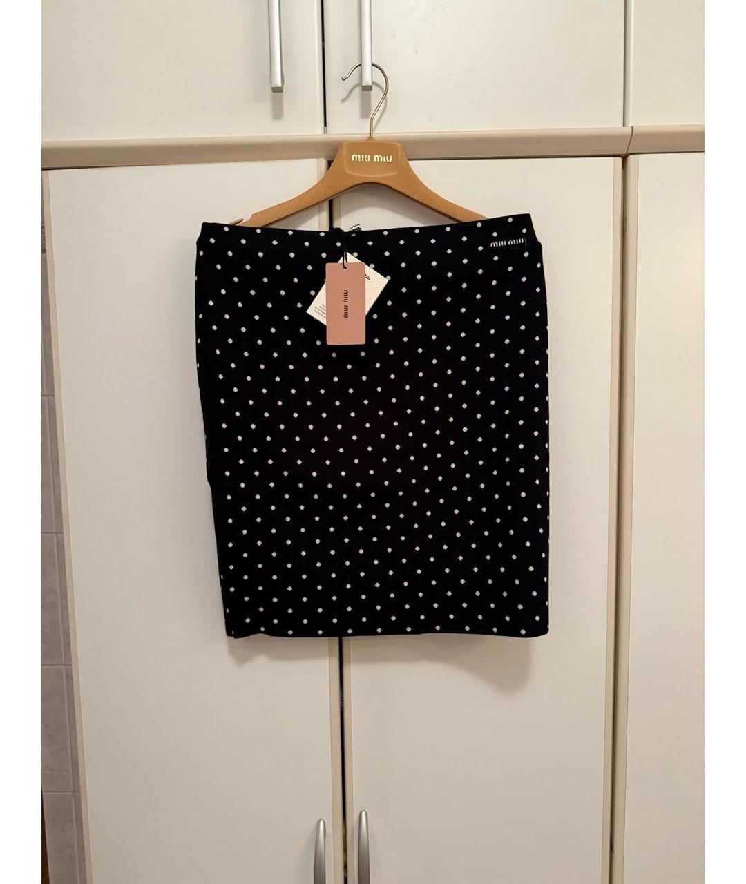 MIU MIU Черная вискозная юбка миди, фото 5