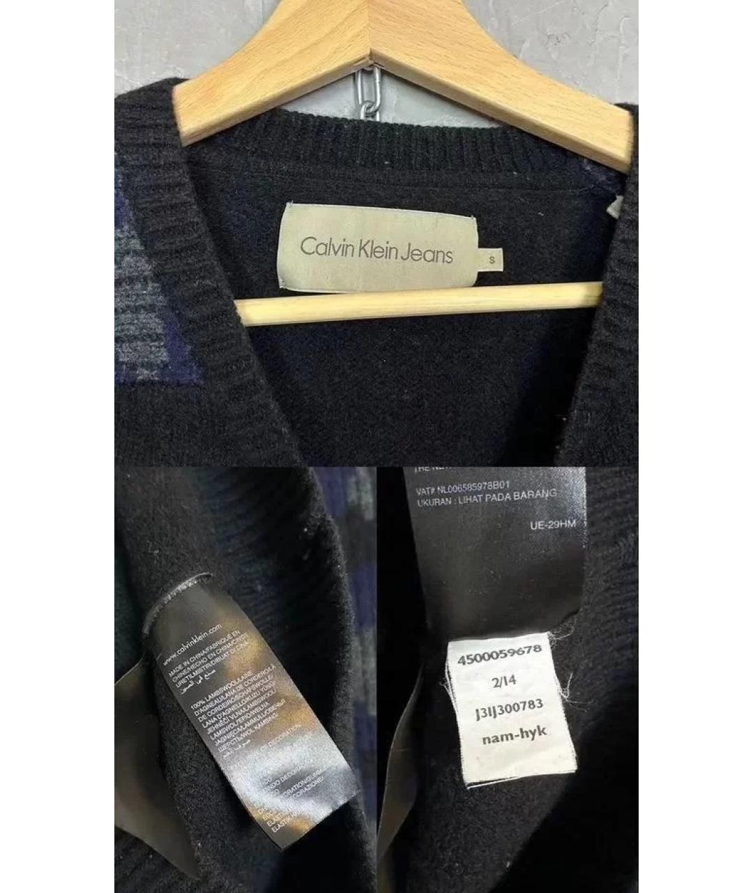 CALVIN KLEIN Черный шерстяной джемпер / свитер, фото 5