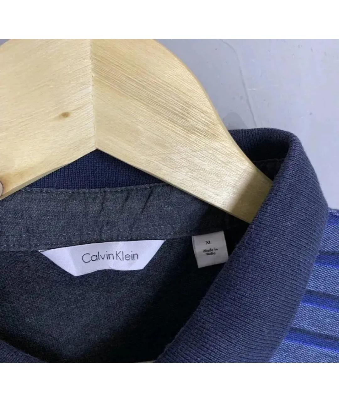 CALVIN KLEIN Темно-синее хлопковое поло с коротким рукавом, фото 5