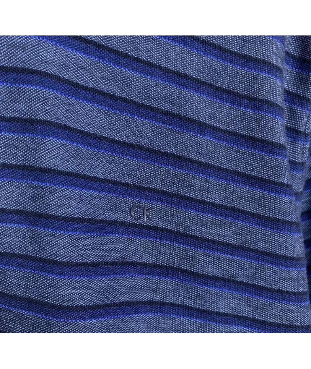 CALVIN KLEIN Темно-синее хлопковое поло с коротким рукавом, фото 6